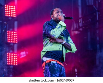 Chicago, Illinois / United States - Sunday, August 4th, 2019:  Rapper Meek Mill Performs At Lollapalooza In Grant Park, Chicago.