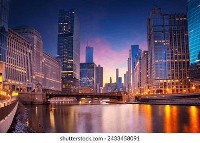 Chicago, Illinois, USA. Cityscape image of Chicago skyline at beautiful spring sunrise. - Powered by Shutterstock