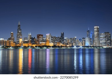 Chicago, Illinois, USA downtown skyline from Lake Michigan at dusk. - Powered by Shutterstock