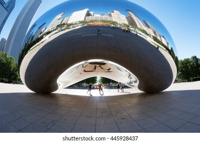 Chicago, Illinois, USA - June 21, 2016: Backlit Image Of The 