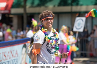 Chicago, Illinois, USA - June 24, 2018 People Promoting Susana Mendoza During The LGBTQ Pride Parade In Chicago