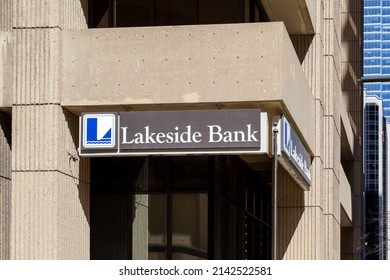 Chicago, Illinois, USA - March 28, 2022: A Lakeside Bank branch in Chicago. Lakeside Bank is a family-owned Chicago bank. 