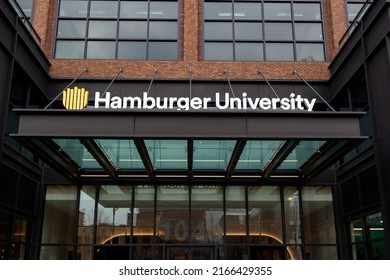 Chicago, Illinois, USA - March 29, 2022: The Entrance To Hamburger University In Hamburger University. Hamburger University Is A Training Facility At The McDonald's Corporation Global Headquarters. 