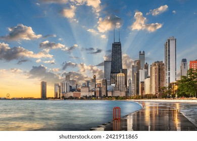 Chicago, Illinois, USA on Lake Michigan at dawn. - Powered by Shutterstock