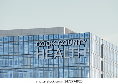 Chicago, Illinois-August 1, 2019: Exterior Sign On Building At Cook County Health Hospital, Public Health Department.