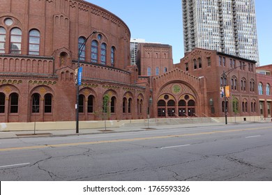 Chicago, Illinois/USA - 5.20.20: The Moody Church a non-denominational evangelical Christian Church built in 1925 by architects Fugard and Knapp in the Romanesque and Byzantine styles 