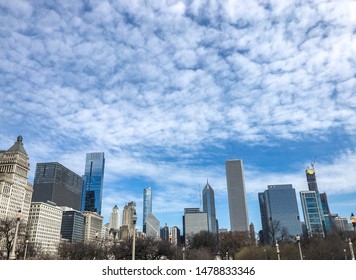 Chicago/ Illinois/USA - April 16, 2019: Gardens At The South Court Of Presidents In Chicago. It Is Located Within The City's Central Business District.