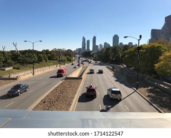 Chicago, Illinois/USA - October 18 2018: S Columbus Drive View From BP Pedestrian Bridge