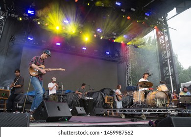 Chicago, IL/USA: 7/21/19: Julien Ehrlich On Drums And Lead Vocals For Chicago Based Band Whitney At The Pitchfork Music Festival. 