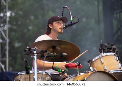 Chicago, IL/USA: 7/21/19: Julien Ehrlich On Drums And Lead Vocals For Chicago Based Band Whitney At The Pitchfork Music Festival. 