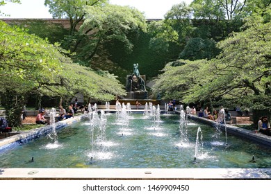 CHICAGO, IL/USA - JULY 18, 2018: Fountain Of The Great Lakes, Or Spirit Of The Great Lakes Fountain, Is An Allegorical Sculpture By Lorado Taft At The Art Institute Of Chicago.