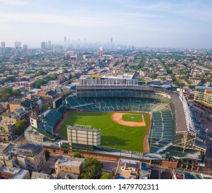 Chicago, IL/USA July 6, 2019 Wrigley Field Aerial Summer Morning Beautiful View