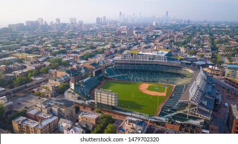 Chicago, IL/USA July 6, 2019 Wrigley Field Aerial Summer Morning Beautiful View