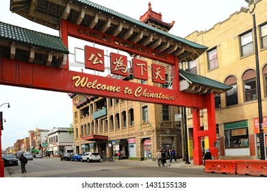 CHICAGO, IL/USA - MAY 16, 2019:  Typical Views Of Chinatown In Chicago, Illinois, A Thriving Community, With A Lot Of Cultural Charm And Authenticity.