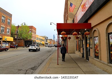 CHICAGO, IL/USA - MAY 16, 2019:  Typical Views Of Chinatown In Chicago, Illinois, A Thriving Community, With A Lot Of Cultural Charm And Authenticity.