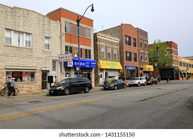 CHICAGO, IL/USA - MAY 16, 2019:  Typical Views Of Chinatown In Chicago, Illinois, A Thriving Community, With A Lot Of Cultural Charm And Authenticity.