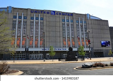 CHICAGO, IL/USA - MAY 17, 2019:  The United Center In Chicago, A Sports Venue For Hockey And Basketball As Well As Concerts.