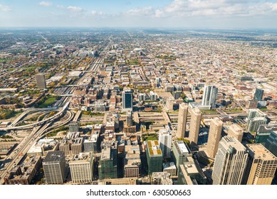 Chicago, IL/USA October 18, 2016: Birds Eye View Of Chicago Downtown From Willys Tower