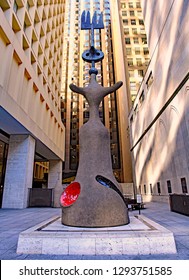 CHICAGO, IL/USA-NOVEMBER 17, 2011:Sculpture by Spanish artist Joan Miro, which joins Chicago's outstanding public art displays on Washington Street.