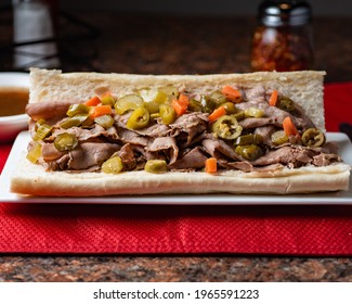 Chicago Italian Beef Sandwich With Au Jus 