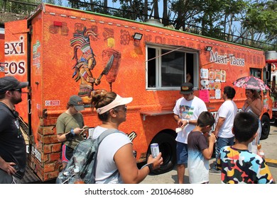 CHICAGO - JULY 2021: Food Truck At LatinoHispanic Street Fairfood Festival In Pilsen Neighborhood In July 2021 In Chicago. The Area Is The Site Of Many Latino Summer Festivals.