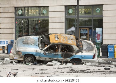 CHICAGO - JULY 24: Taxi Wreck On The Set Of 