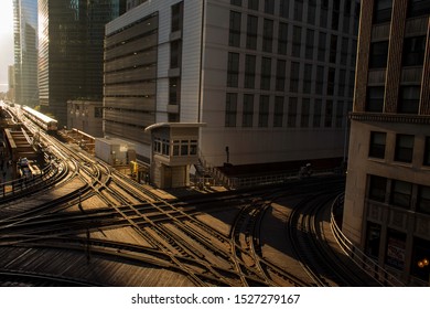 Chicago L Train In The Late Afternoon Sunshine 