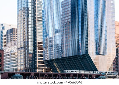 Chicago L Train Passing By Unique Building