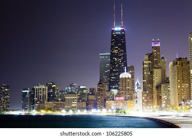 Chicago Lake Shore Drive At Night