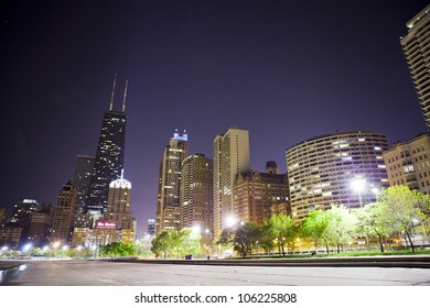 Chicago Lake Shore Drive At Night