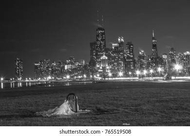 Chicago From LakeShore Drive B&W Winter 2016