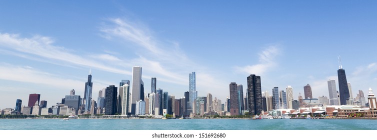 Chicago Lakeshore Skyline With Boat Marina