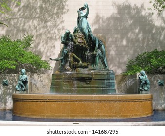 CHICAGO - MAY 14: Fountain Of The Great Lakes On May 14, 2010 Is An Allegorical Sculpture By Lorado Taft In The Art Institute Of Chicago.