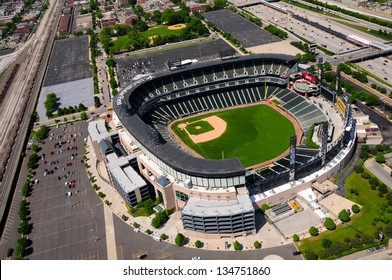 CHICAGO - MAY 18 : Aerial view of U.S. Cellular Field (formerly Comiskey Park) in Chicago on May 18th, 2012. The Baseball Stadium is Home of the Chicago White Sox and has a capacity of 40615.