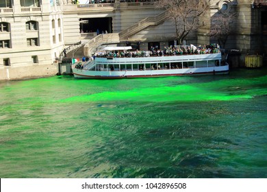 Chicago River/green Water/Saint Patrick's Day