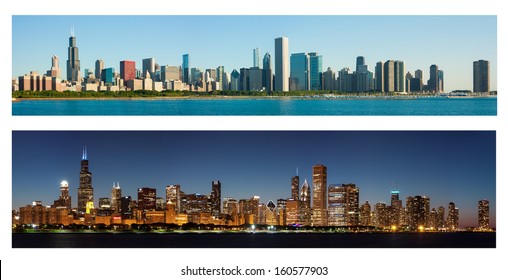 Chicago Skyline at Day and Night