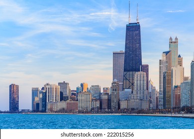 Chicago skyline. Chicago downtown skyline at dusk.