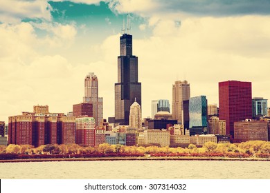 Chicago Skyline In Fall