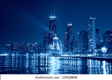 Chicago Skyline At Night