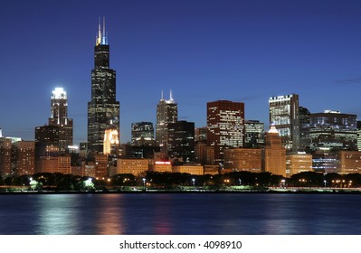 Chicago Skyline At Night