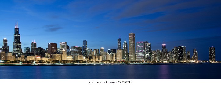 Chicago Skyline At Night