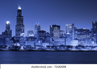 Chicago Skyline At Night