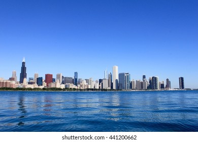 Chicago Skyline Over Lake Michigan