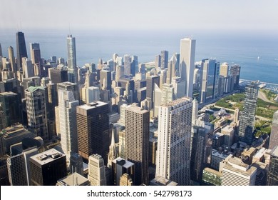 Chicago Skyline. An Overhead View Of The Great City Of Chicago Taken From The Willis (Sears) Tower. Horizontal Composition.