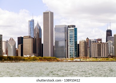 Chicago Skyline Panorama With Cloudy Sky