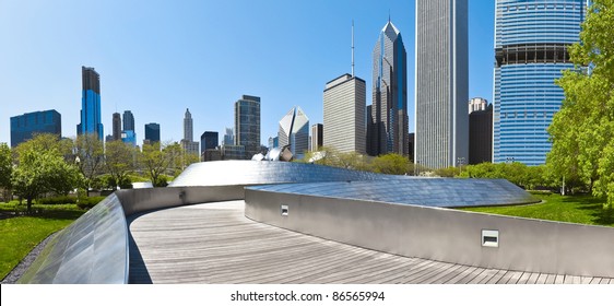 Chicago Skyline A Panoramic View From Millennium Park