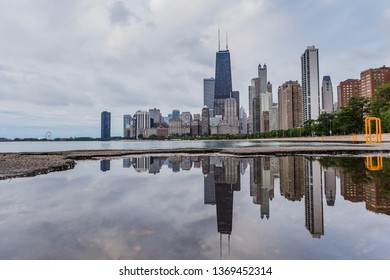 Chicago skyline in reflection
