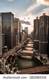                                Chicago Skyline From A Rooftop Bar