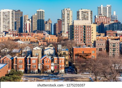 Chicago Skyline Scene In The Old Town And Gold Coast Neighborhoods