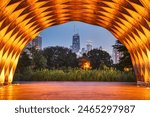 Chicago Skyline through Wooden Arch in Lincoln Park, Illinois                               Keywords:                           